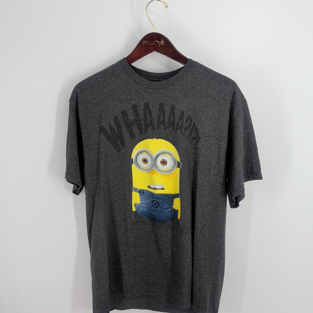 Despicable Me 2 Minion Whaaaa?!?! Graphic Pullover T-Shirt Charcoal‎ Gray Size L